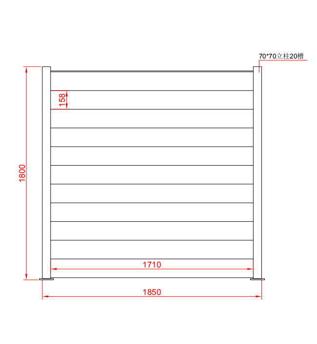 180cm Aluminium Fence Panel Kit With Post